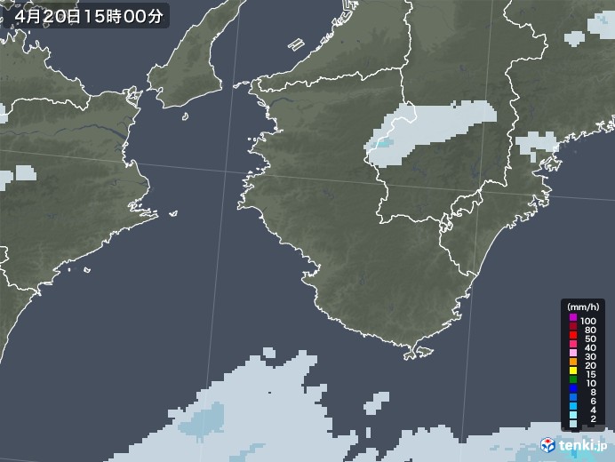 和歌山県の雨雲レーダー(2022年04月20日)