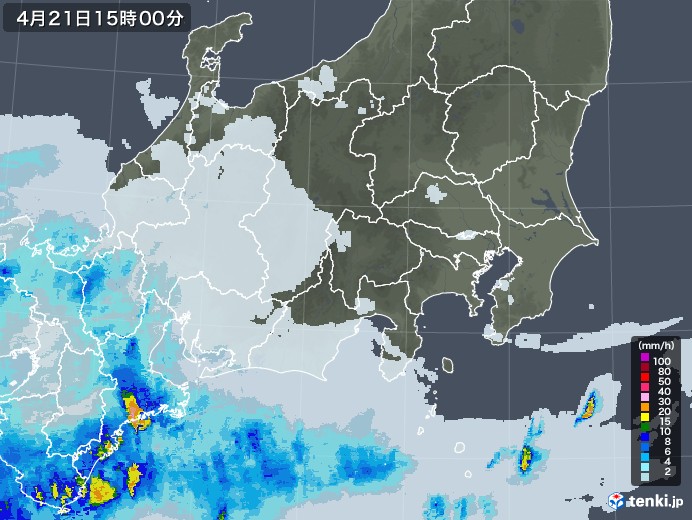 関東・甲信地方の雨雲レーダー(2022年04月21日)