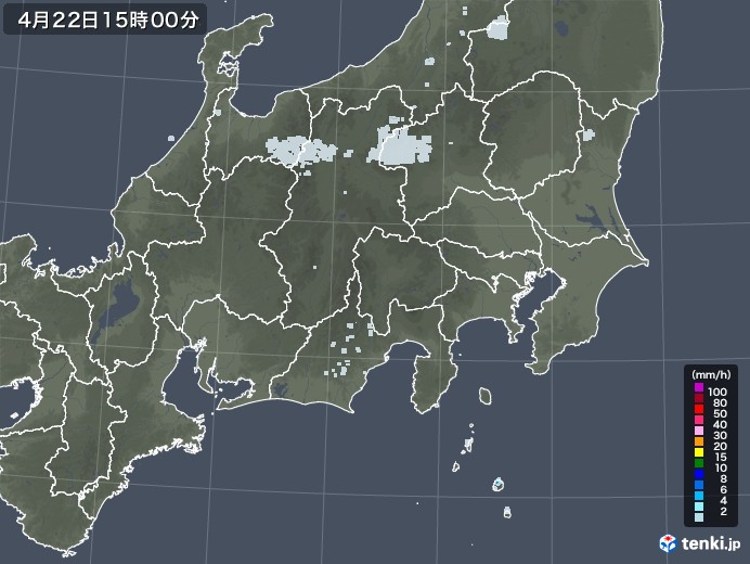 関東・甲信地方の雨雲レーダー(2022年04月22日)