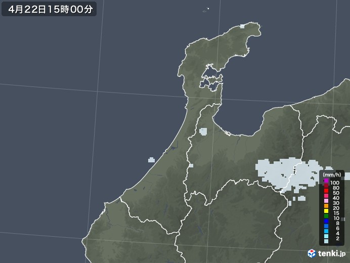 石川県の雨雲レーダー(2022年04月22日)
