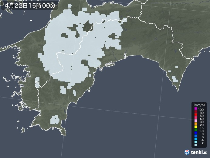 高知県の雨雲レーダー(2022年04月22日)