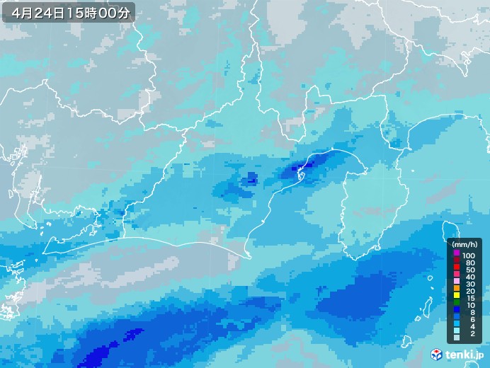 静岡県の雨雲レーダー(2022年04月24日)