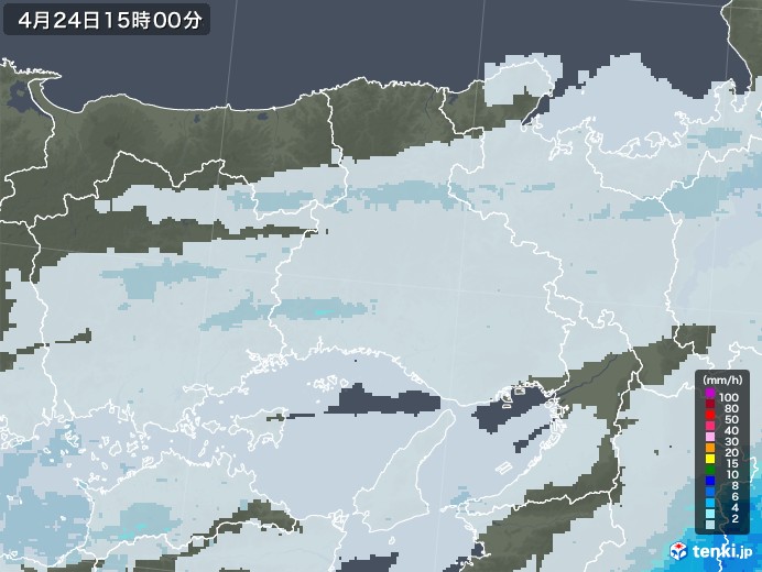 兵庫県の雨雲レーダー(2022年04月24日)