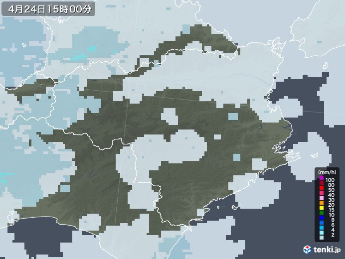 徳島県の雨雲レーダー(2022年04月24日)