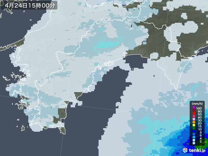 高知県の雨雲レーダー(2022年04月24日)