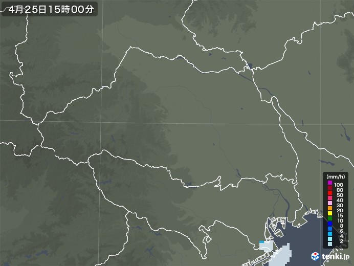 埼玉県の雨雲レーダー(2022年04月25日)