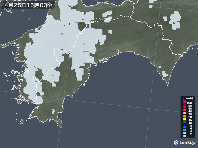 高知県の雨雲レーダー(2022年04月25日)