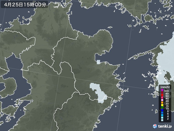 大分県の雨雲レーダー(2022年04月25日)