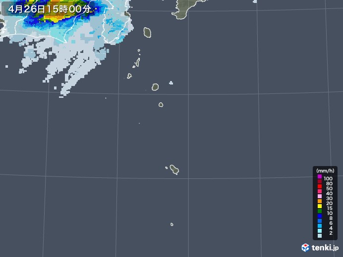 伊豆諸島(東京都)の雨雲レーダー(2022年04月26日)