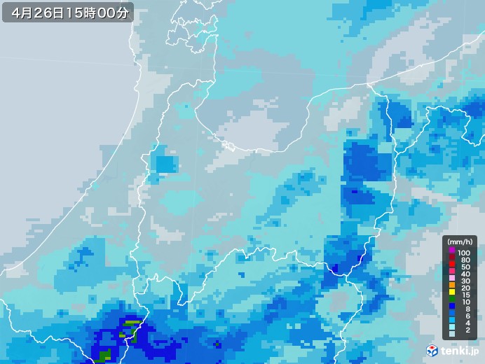 富山県の雨雲レーダー(2022年04月26日)