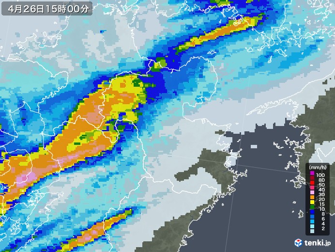 大分県の雨雲レーダー(2022年04月26日)