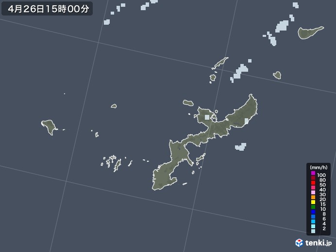 沖縄県の雨雲レーダー(2022年04月26日)