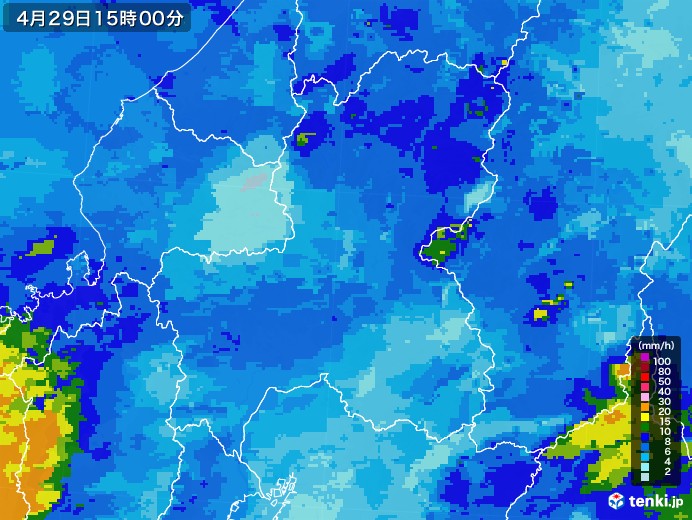 岐阜県の雨雲レーダー(2022年04月29日)