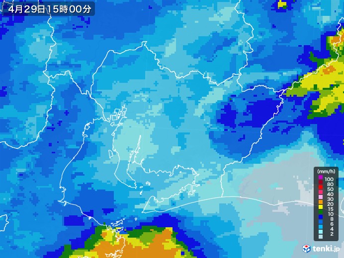 愛知県の雨雲レーダー(2022年04月29日)