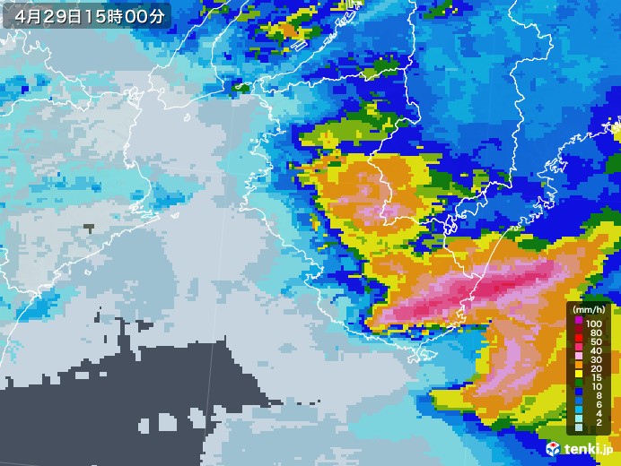 和歌山県の雨雲レーダー(2022年04月29日)