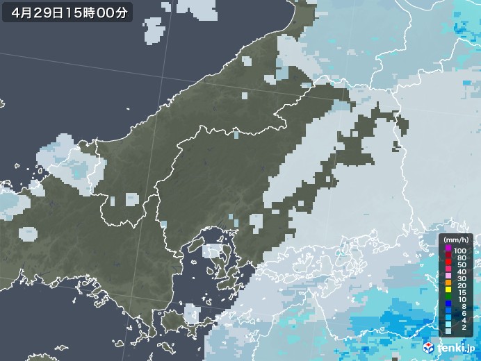 広島県の雨雲レーダー(2022年04月29日)