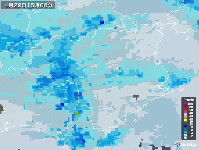 徳島県の雨雲レーダー(2022年04月29日)