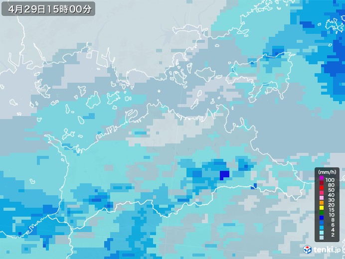 香川県の雨雲レーダー(2022年04月29日)