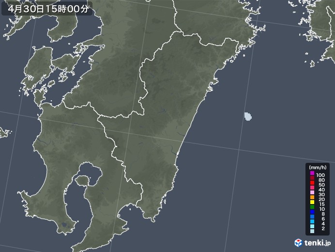 宮崎県の雨雲レーダー(2022年04月30日)