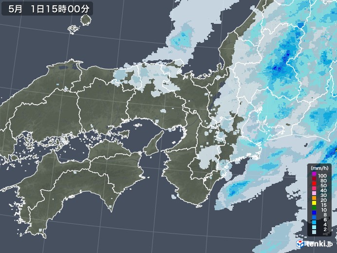 近畿地方の雨雲レーダー(2022年05月01日)