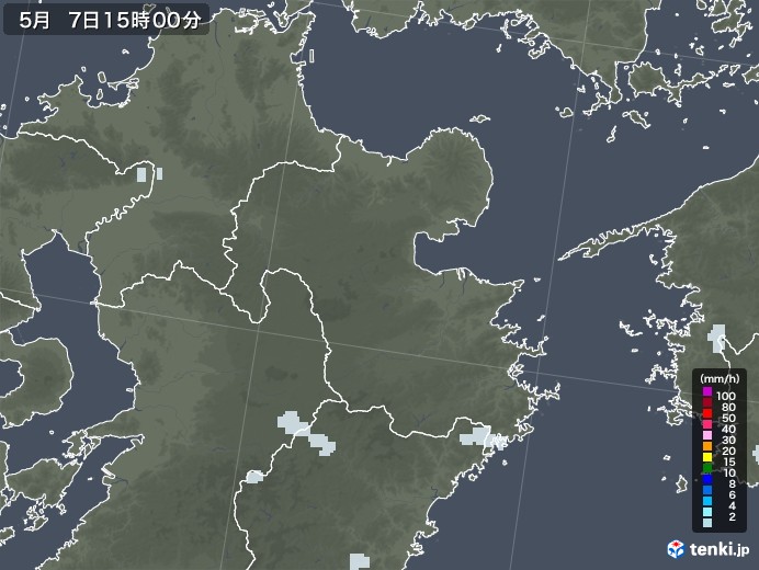 大分県の雨雲レーダー(2022年05月07日)