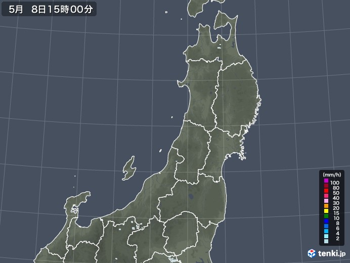 東北地方の雨雲レーダー(2022年05月08日)