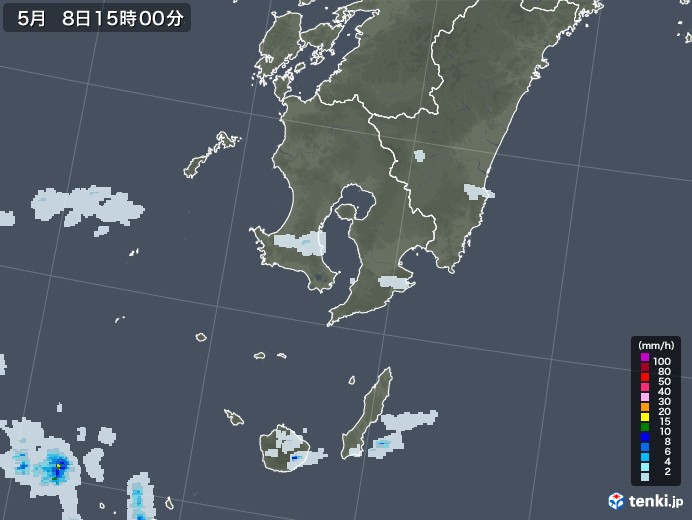 鹿児島県の雨雲レーダー(2022年05月08日)