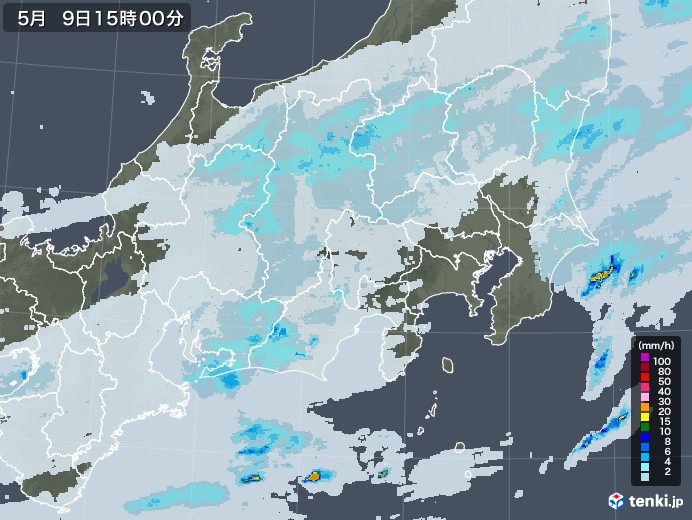 関東・甲信地方の雨雲レーダー(2022年05月09日)