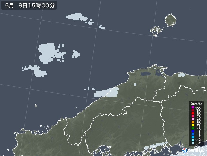 島根県の雨雲レーダー(2022年05月09日)