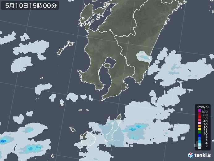 鹿児島県の雨雲レーダー(2022年05月10日)