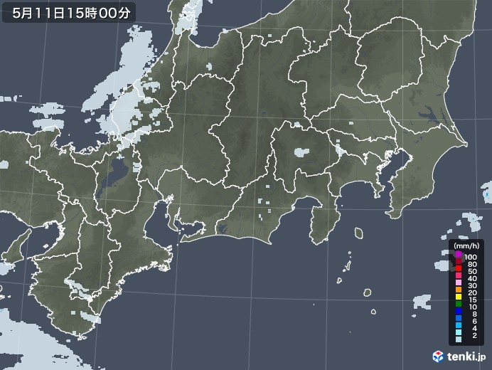 東海地方の雨雲レーダー(2022年05月11日)