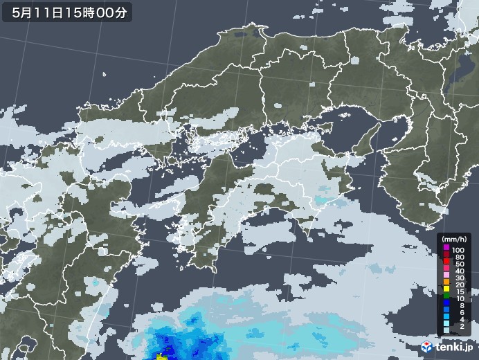 四国地方の雨雲レーダー(2022年05月11日)