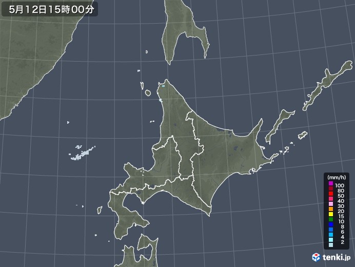 北海道地方の雨雲レーダー(2022年05月12日)