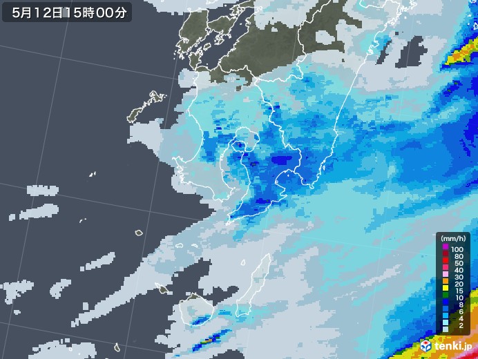 鹿児島県の雨雲レーダー(2022年05月12日)