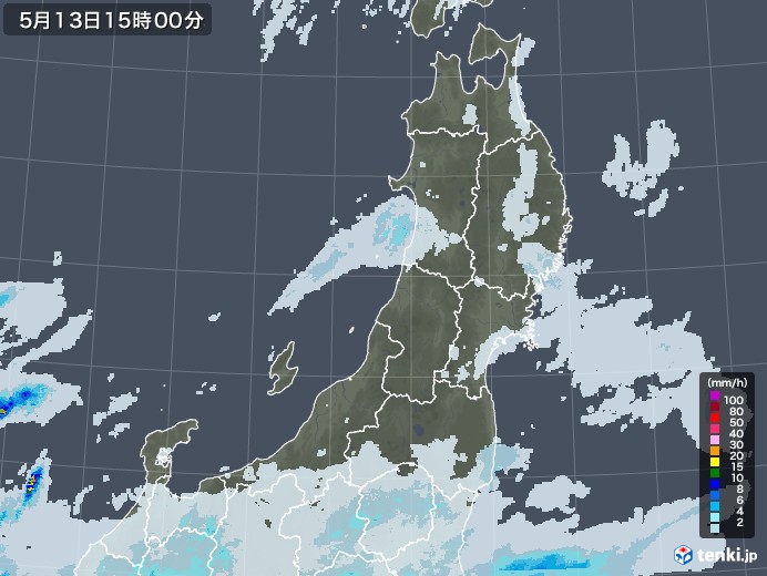 東北地方の雨雲レーダー(2022年05月13日)