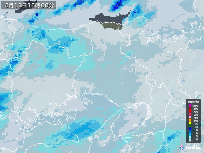 兵庫県の雨雲レーダー(2022年05月13日)