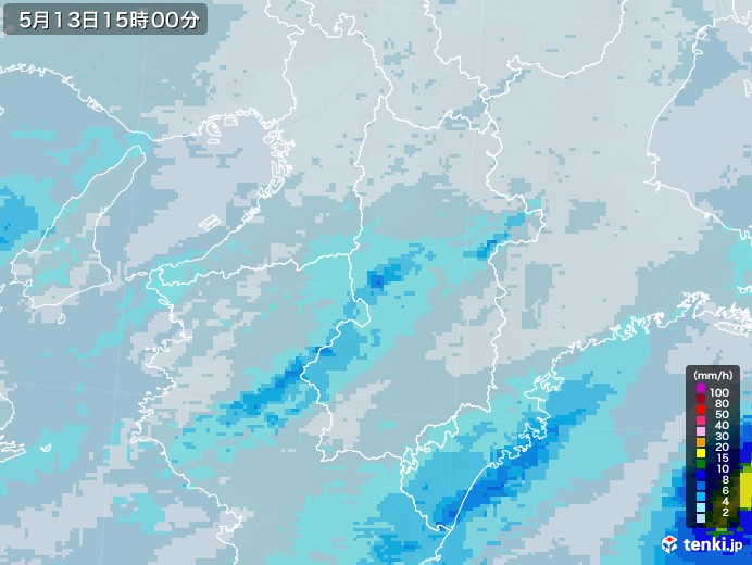 奈良県の雨雲レーダー(2022年05月13日)