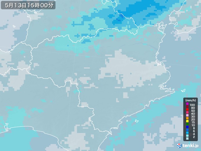 徳島県の雨雲レーダー(2022年05月13日)