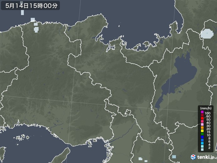 京都府の雨雲レーダー(2022年05月14日)