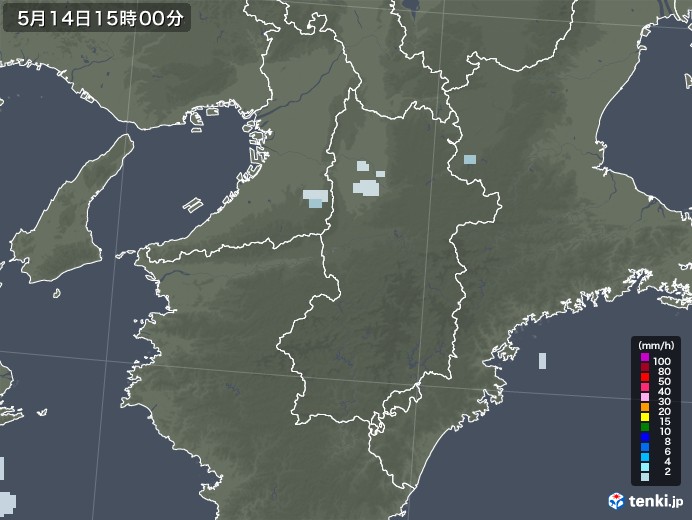 奈良県の雨雲レーダー(2022年05月14日)