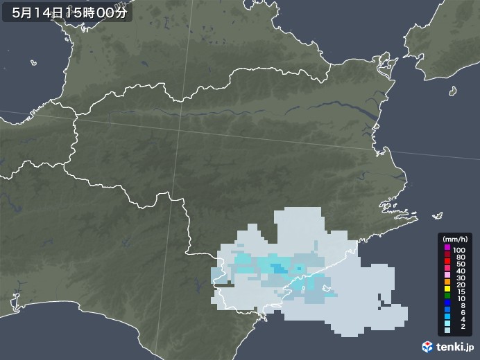徳島県の雨雲レーダー(2022年05月14日)