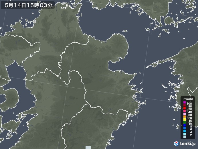 大分県の雨雲レーダー(2022年05月14日)
