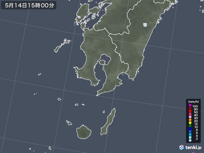鹿児島県の雨雲レーダー(2022年05月14日)