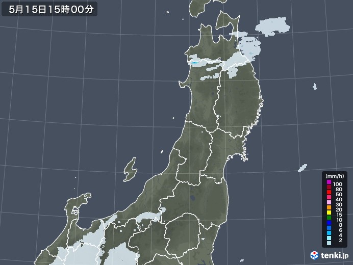 東北地方の雨雲レーダー(2022年05月15日)