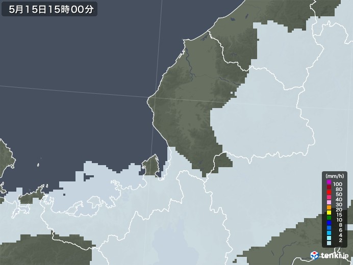 福井県の雨雲レーダー(2022年05月15日)