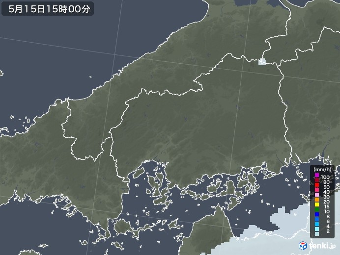広島県の雨雲レーダー(2022年05月15日)