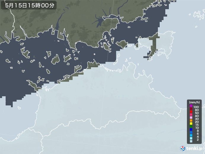 香川県の雨雲レーダー(2022年05月15日)
