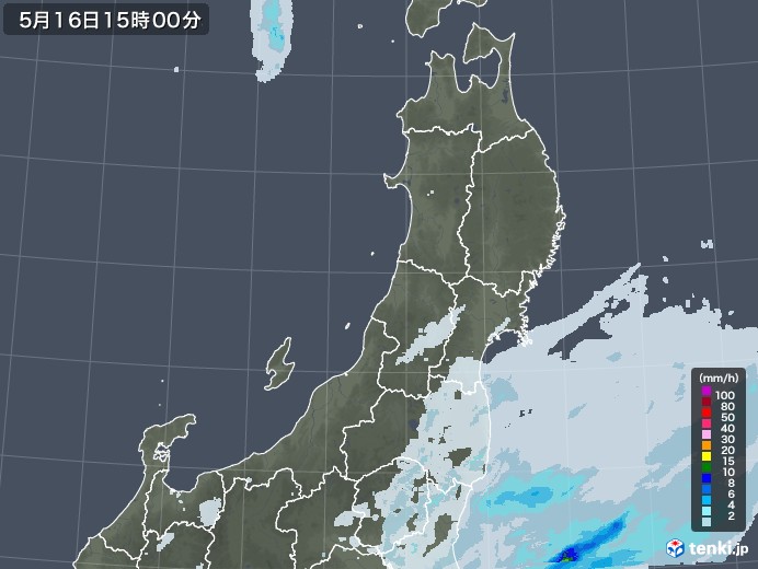東北地方の雨雲レーダー(2022年05月16日)