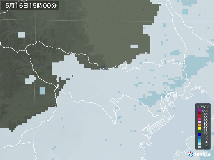 東京都の雨雲レーダー(2022年05月16日)