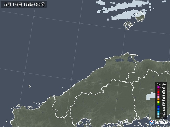 島根県の雨雲レーダー(2022年05月16日)